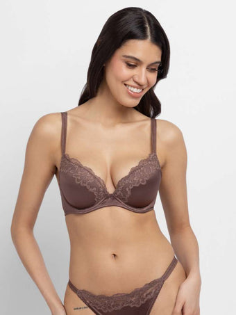 Soutien-gorge push-up plongeant microfibre