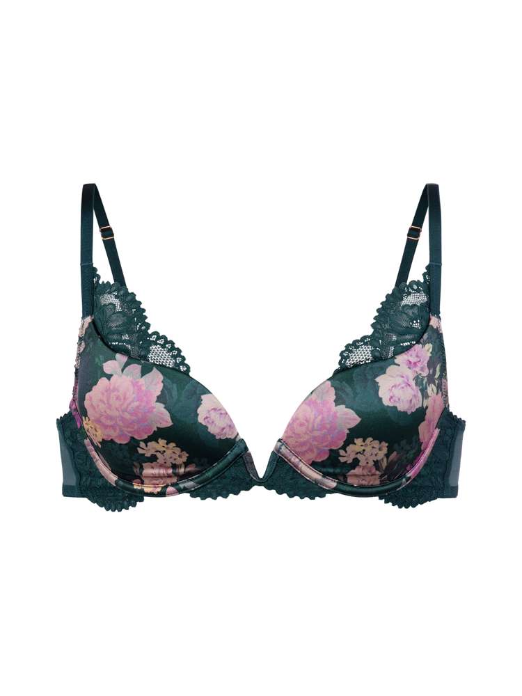 Soutien-gorge plongeant à coques imprimé fleurs