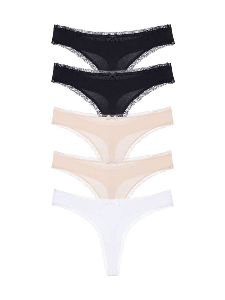 Lot de 5 tangas coton