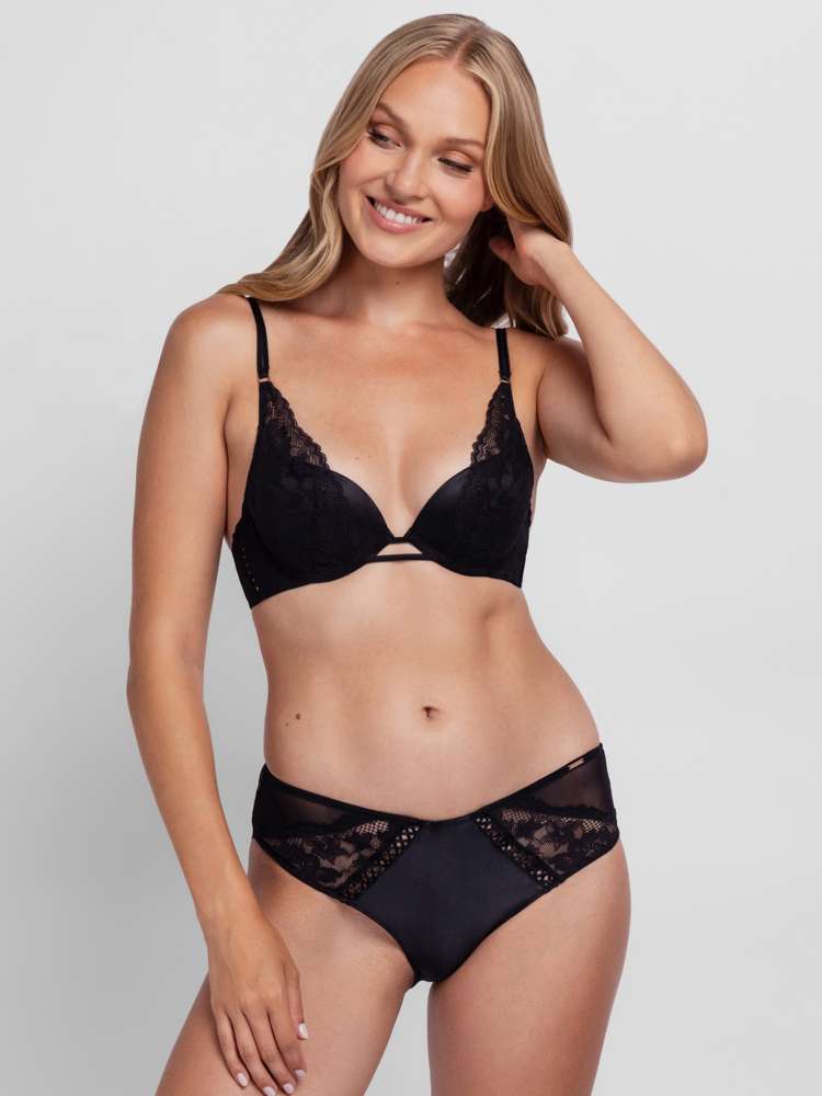 Soutien-gorge plongeant à coques en satin