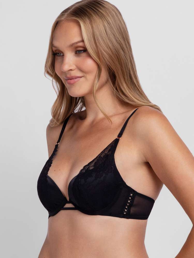 Soutien-gorge plongeant à coques en satin