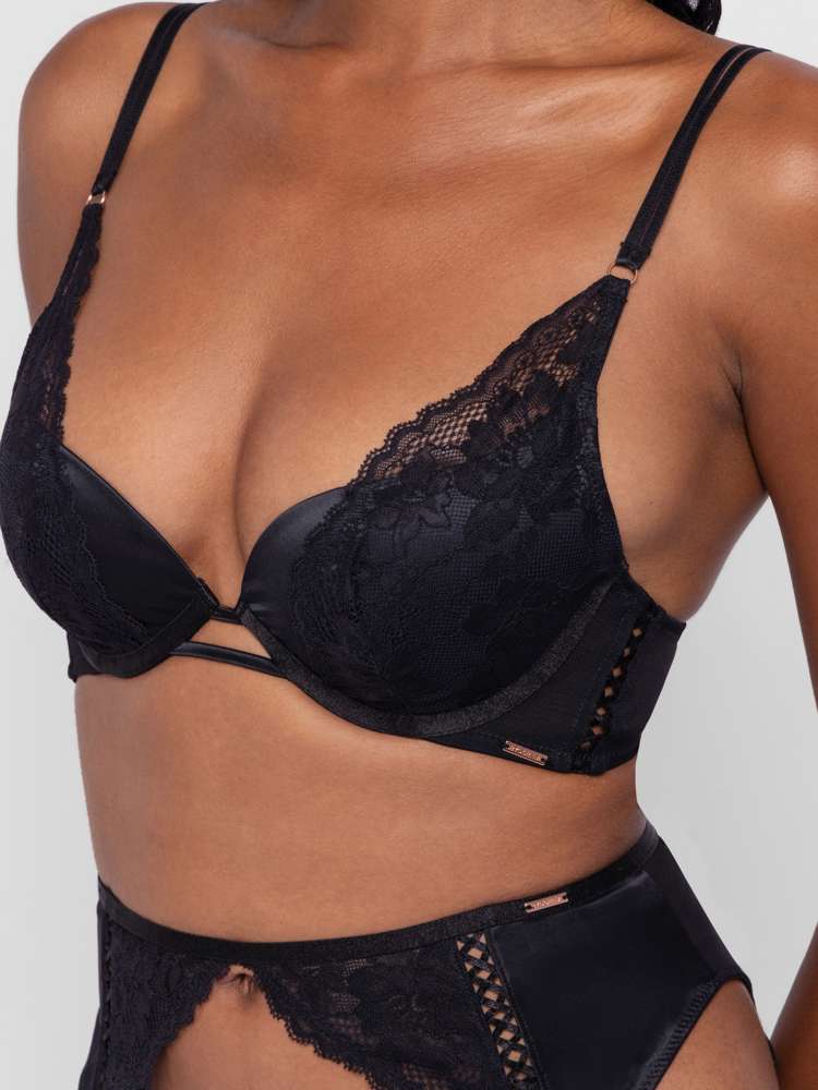 Soutien-gorge plongeant à coques en satin