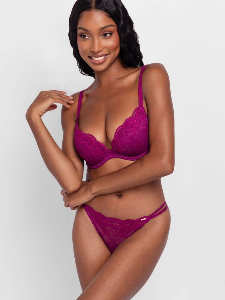 Soutien-gorge push-up plongeant dentelle