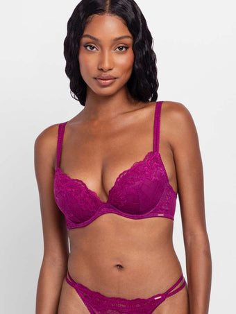 Soutien-gorge push-up plongeant dentelle