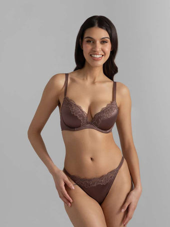 Soutien-gorge push-up plongeant microfibre