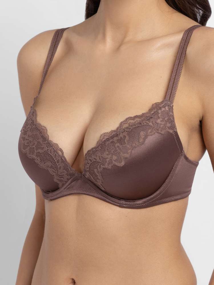 Soutien-gorge push-up plongeant microfibre